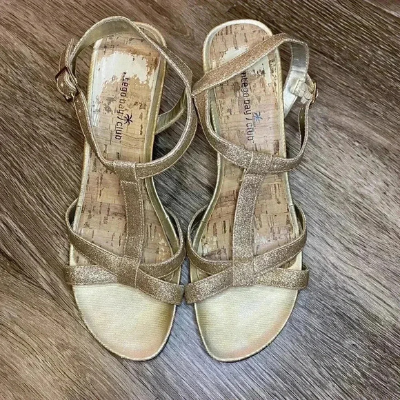 Gold Wedge Sandal - 8.5 - Picture 1 of 10